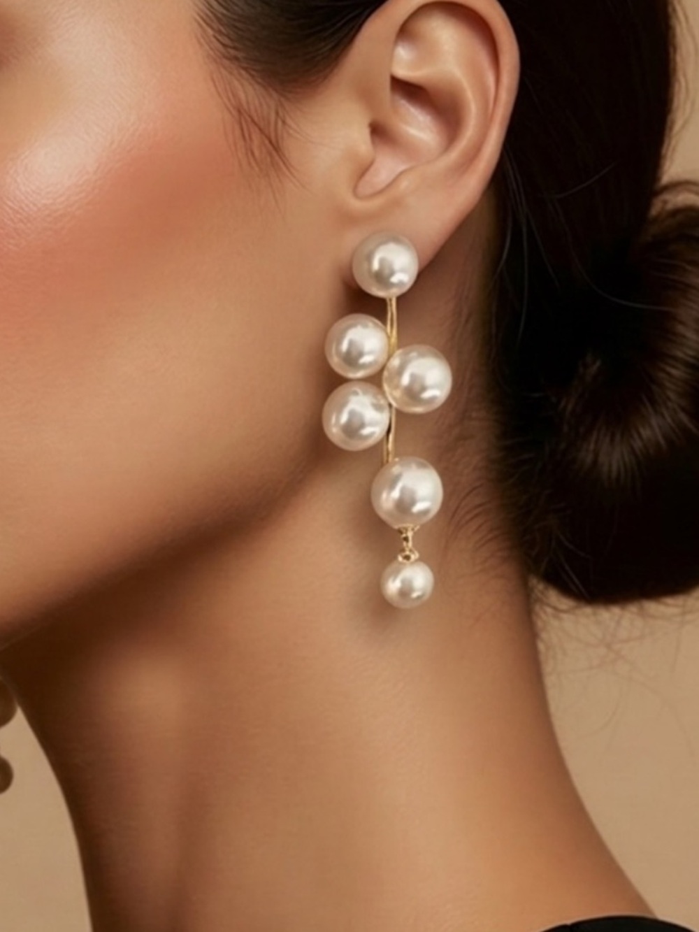 Grape String Pearls Earrings.